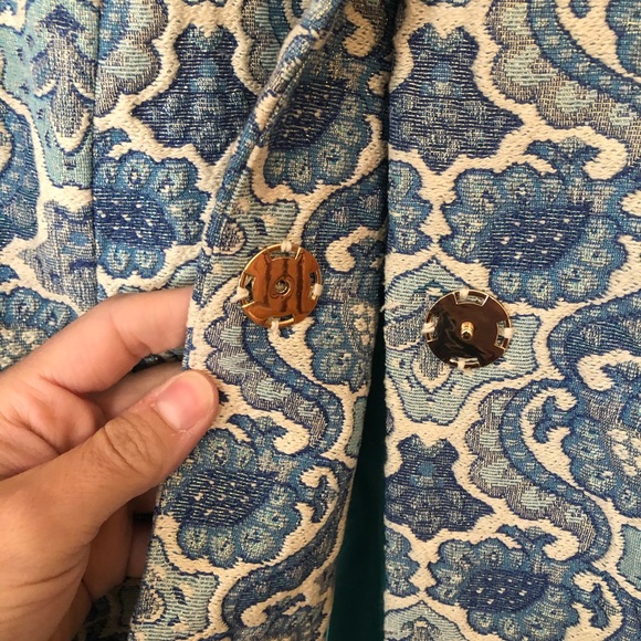 C Wonder Blue Jaquard Snap Button Coat - Picture 4 of 7